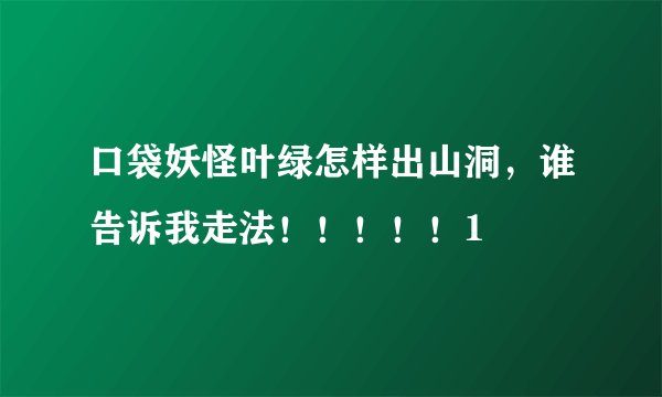 口袋妖怪叶绿怎样出山洞，谁告诉我走法！！！！！1
