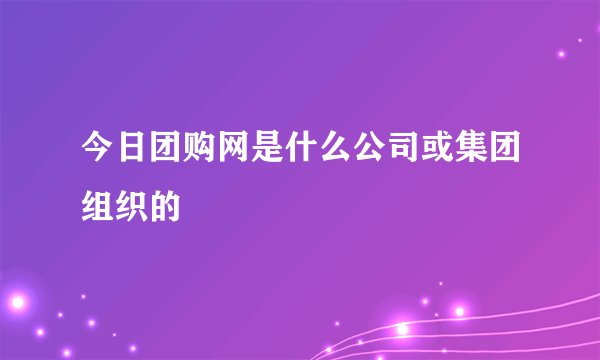 今日团购网是什么公司或集团组织的