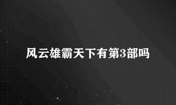 风云雄霸天下有第3部吗