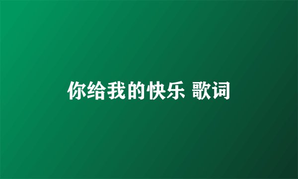 你给我的快乐 歌词