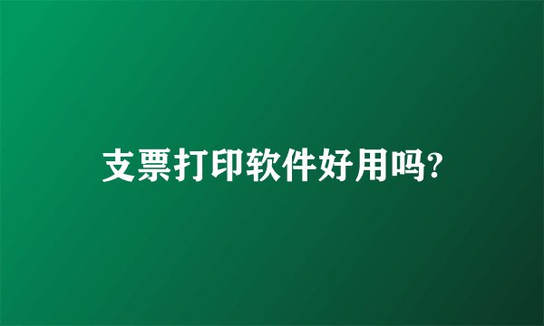 支票打印软件好用吗?