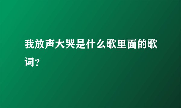 我放声大哭是什么歌里面的歌词？