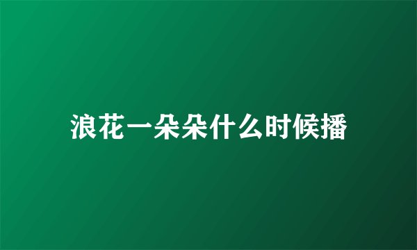 浪花一朵朵什么时候播