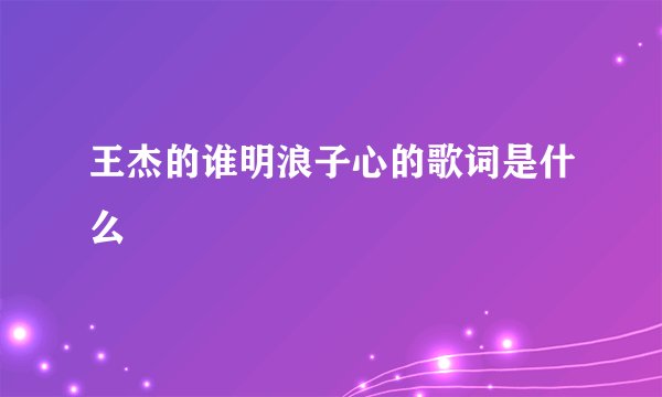王杰的谁明浪子心的歌词是什么