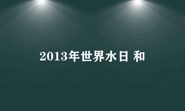 2013年世界水日 和