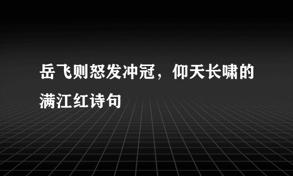 岳飞则怒发冲冠，仰天长啸的满江红诗句