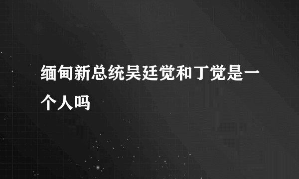 缅甸新总统吴廷觉和丁觉是一个人吗