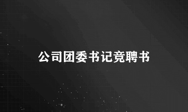公司团委书记竞聘书