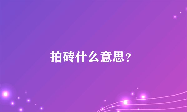 拍砖什么意思?