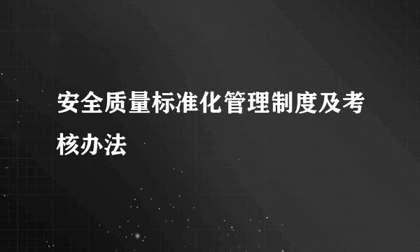 安全质量标准化管理制度及考核办法