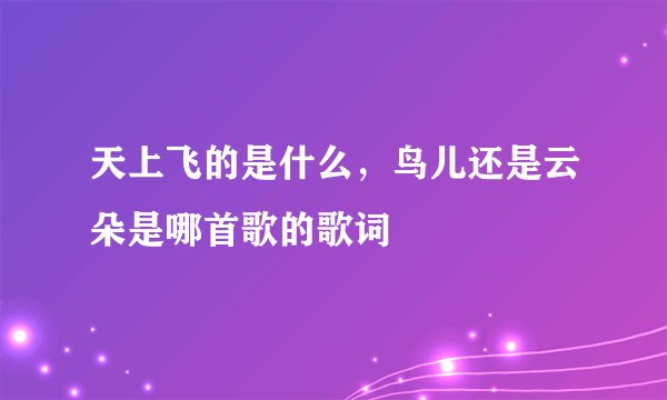 天上飞的是什么，鸟儿还是云朵是哪首歌的歌词
