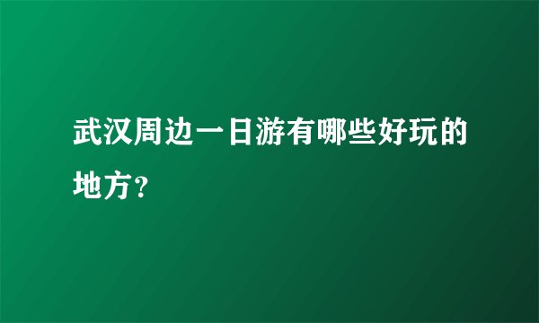 武汉周边一日游有哪些好玩的地方？