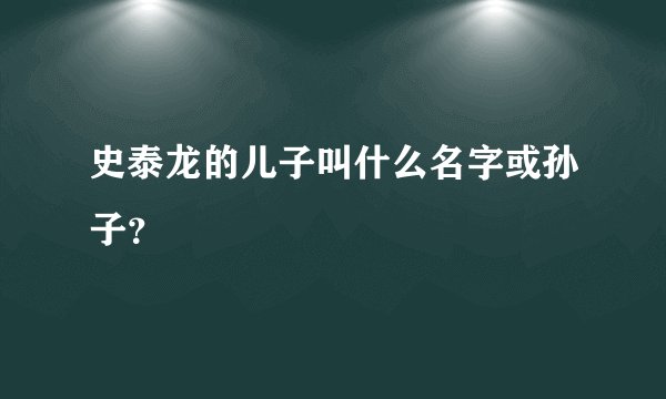 史泰龙的儿子叫什么名字或孙子？