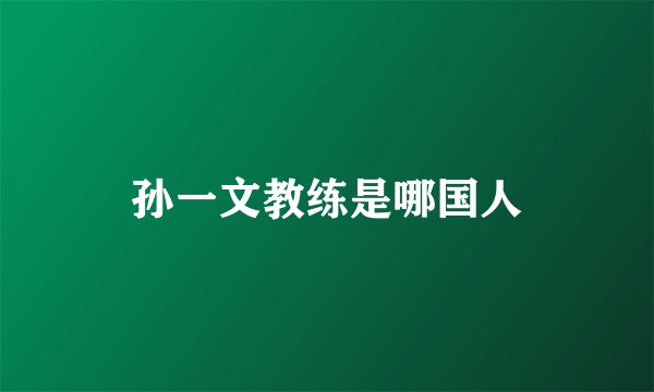 孙一文教练是哪国人