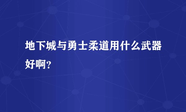 地下城与勇士柔道用什么武器好啊？