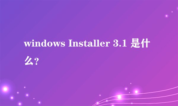 windows Installer 3.1 是什么？
