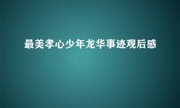 最美孝心少年龙华事迹观后感