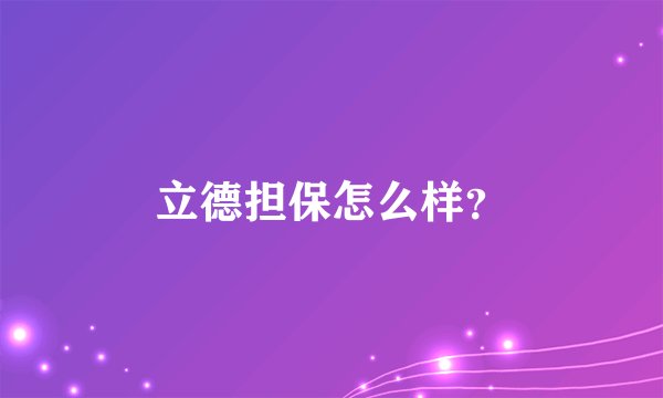 立德担保怎么样？