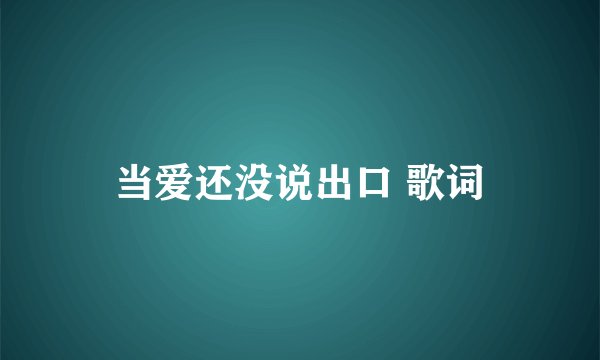 当爱还没说出口 歌词