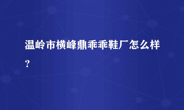 温岭市横峰鼎乖乖鞋厂怎么样？