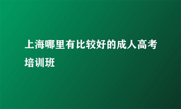 上海哪里有比较好的成人高考培训班
