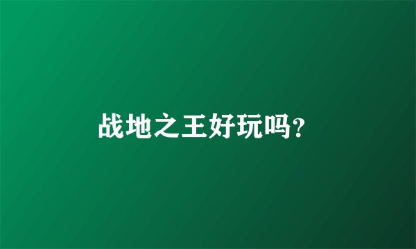 战地之王好玩吗？