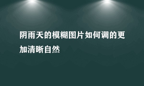 阴雨天的模糊图片如何调的更加清晰自然