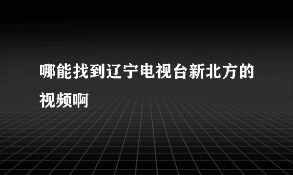 哪能找到辽宁电视台新北方的视频啊