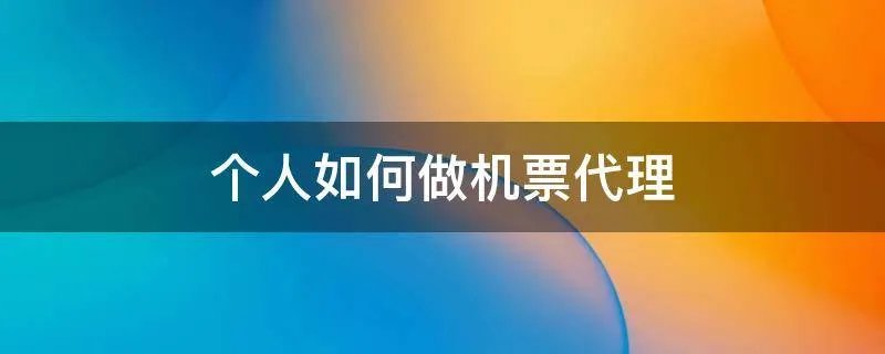 个人如何做机票代理
