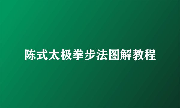 陈式太极拳步法图解教程