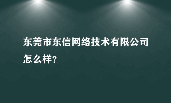 东莞市东信网络技术有限公司怎么样？