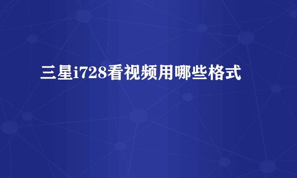 三星i728看视频用哪些格式