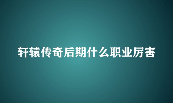 轩辕传奇后期什么职业厉害