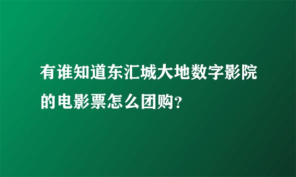 有谁知道东汇城大地数字影院的电影票怎么团购？