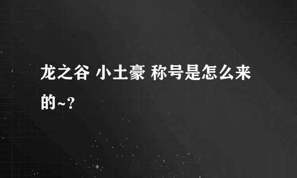 龙之谷 小土豪 称号是怎么来的~？