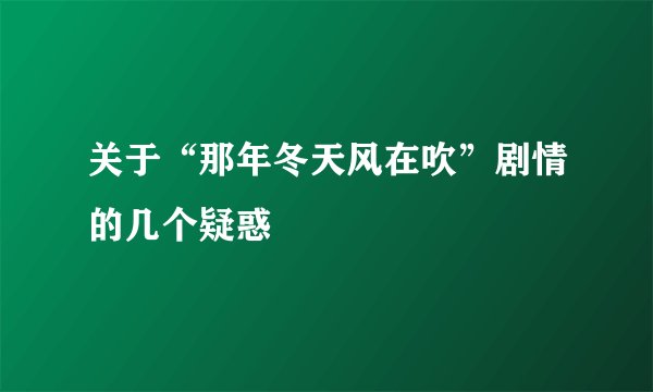 关于“那年冬天风在吹”剧情的几个疑惑