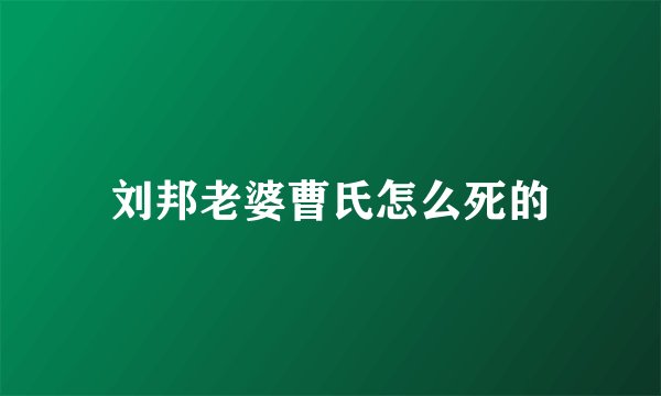 刘邦老婆曹氏怎么死的