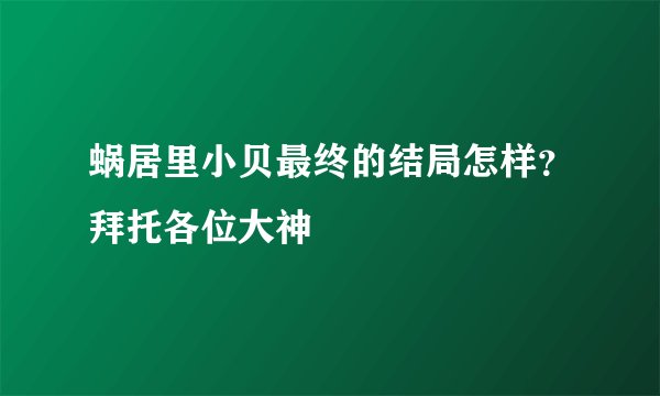 蜗居里小贝最终的结局怎样？拜托各位大神
