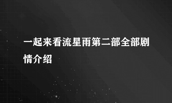 一起来看流星雨第二部全部剧情介绍