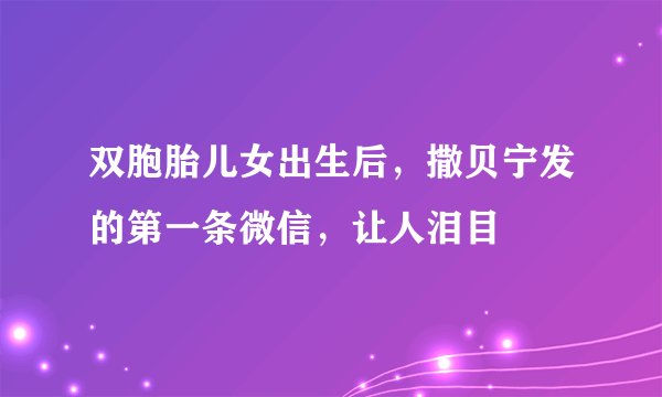 双胞胎儿女出生后,撒贝宁发的第一条微信,让人泪目