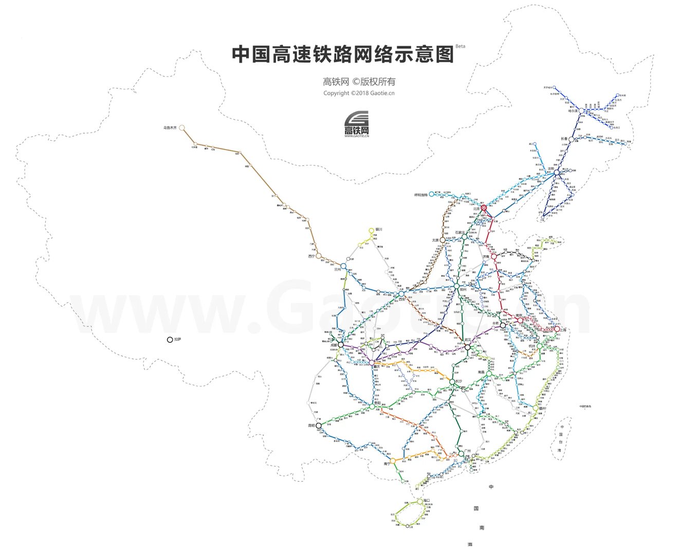 全国高铁地图高清版