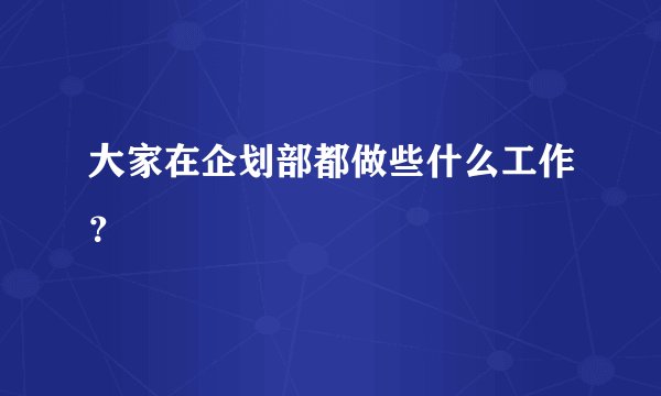 大家在企划部都做些什么工作？