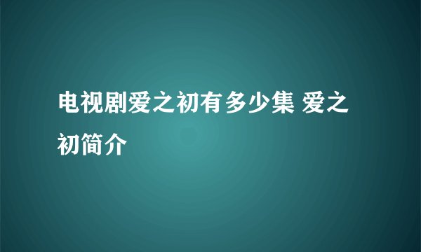 电视剧爱之初有多少集 爱之初简介