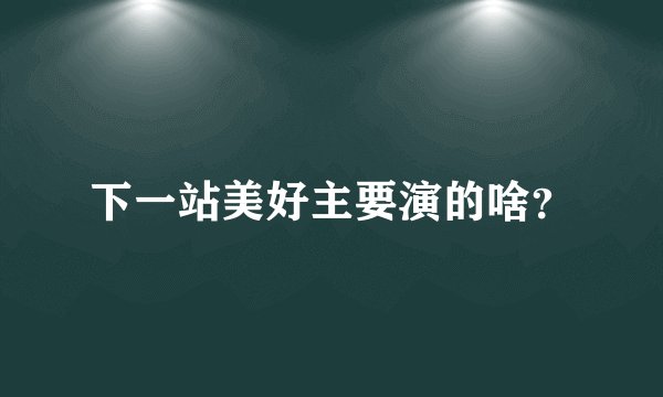 下一站美好主要演的啥？