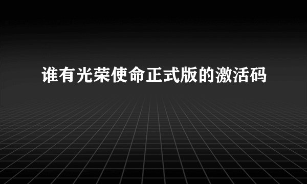 谁有光荣使命正式版的激活码
