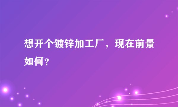 想开个镀锌加工厂，现在前景如何？