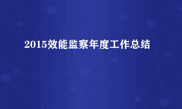 2015效能监察年度工作总结