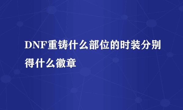 DNF重铸什么部位的时装分别得什么徽章