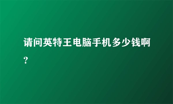 请问英特王电脑手机多少钱啊？