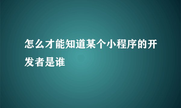 怎么才能知道某个小程序的开发者是谁